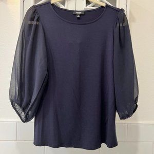 MI Ami Ruffle Sleeve Double Lined Cream  Fluorescent Blouse XS